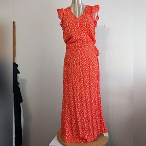 LOFT Floral Wrap Midi Dress